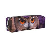 ULKMFFCF Owl in The Flowers Printed Leather Pencil Case - Cute Zip Pouch for School, Office, Travel and Makeup