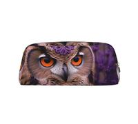ULKMFFCF Owl in The Flowers Printed Leather Pencil Case for Students Girls Boys - Cute Silver Zip Pen Pencil Pouch Office School Adult Stationary Organiser Makeup Bag