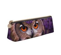 ULKMFFCF Owl in The Flowers Printed Triangle Pencil Case - Cute Leather Zip Pouch for School, Office, Travel and Makeup
