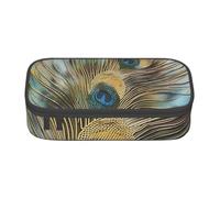 ULKMFFCF Peacock Feather Art Printed Pencil Case with Compartments - Large Capacity Pen Case Bag Pouch Holder Makeup Bag for School, Office, Travel