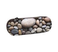 ULKMFFCF Pebble Stone Printed Hard Shell Pencil Case Pen Bag - PU Leather Students Stationery Pouch Pencil Box for School Office Travel and Makeup