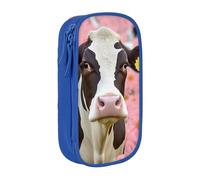 ULKMFFCF Pink Flower Show Steer Cows Cattle Printed Cute Pencil Case Pen Bag,Blue - Large Capacity Students Stationery Pouch Pencil Box for School Office Travel Makeup