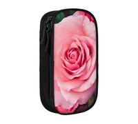 ULKMFFCF Pink Rose Printed Cute Pencil Case Pen Bag,Black - Large Capacity Students Stationery Pouch Pencil Box for School Office Travel Makeup