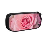 ULKMFFCF Pink Rose Printed Pencil Case Pen Bag,Black - Cute Students Stationery Pouch Pencil Box with Zipper for School Office Travel and Makeup