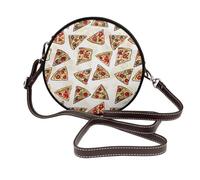 ULKMFFCF Pizza Pattern Printed Round Shoulder Bag for Women Girls Leather Crossbody Purse for School Work Travel