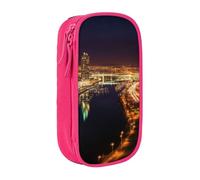 ULKMFFCF Portland at Night Printed Cute Pencil Case Pen Bag,Pink - Large Capacity Students Stationery Pouch Pencil Box for School Office Travel Makeup