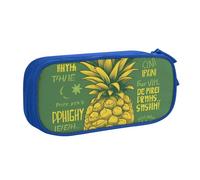 ULKMFFCF Psych Pineapple Quote Printed Pencil Case Pen Bag,Blue - Cute Students Stationery Pouch Pencil Box with Zipper for School Office Travel and Makeup