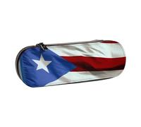 ULKMFFCF Puerto Rico Flag Printed Hard Shell Pencil Case Pen Bag - PU Leather Students Stationery Pouch Pencil Box for School Office Travel and Makeup