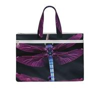 ULKMFFCF purple dragonfly Printed Canvas Document Bag Zipper File Tote Bag Handbag Briefcase with Handle for School Office Travel