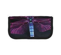 ULKMFFCF Purple Dragonfly Printed Canvas Pencil Case - Large Capacity School Office Organizer Pen Bag Cosmetic Bag