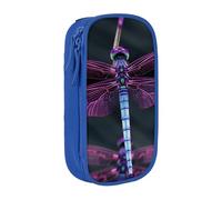 ULKMFFCF Purple Dragonfly Printed Cute Pencil Case Pen Bag,Blue - Large Capacity Students Stationery Pouch Pencil Box for School Office Travel Makeup