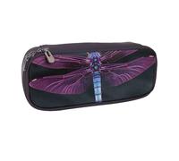 ULKMFFCF Purple Dragonfly Printed Pencil Bag Pen Case for Boys Girls - PU Leather Cute Stationery Pouch Holder for School Office Travel Makeup