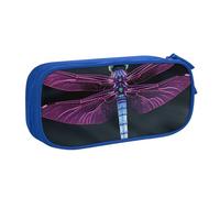 ULKMFFCF Purple Dragonfly Printed Pencil Case Pen Bag,Blue - Cute Students Stationery Pouch Pencil Box with Zipper for School Office Travel and Makeup