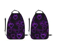 ULKMFFCF Purple Hearts Printed Kick Mats 2 Pack Car Seat Organisers Seat Protector Cover with Storage Pocket