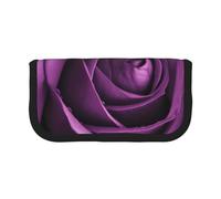 ULKMFFCF Purple Rose Printed Canvas Pencil Case - Large Capacity School Office Organizer Pen Bag Cosmetic Bag