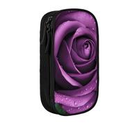 ULKMFFCF Purple Rose Printed Cute Pencil Case Pen Bag,Black - Large Capacity Students Stationery Pouch Pencil Box for School Office Travel Makeup