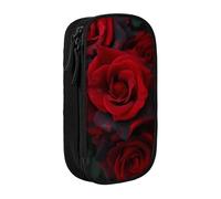 ULKMFFCF Red and Black Rose Printed Cute Pencil Case Pen Bag,Black - Large Capacity Students Stationery Pouch Pencil Box for School Office Travel Makeup