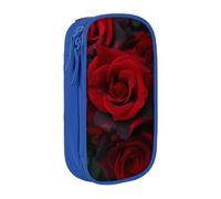 ULKMFFCF Red and Black Rose Printed Cute Pencil Case Pen Bag,Blue - Large Capacity Students Stationery Pouch Pencil Box for School Office Travel Makeup