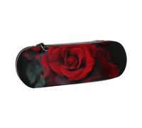 ULKMFFCF Red and Black Rose Printed Hard Shell Pencil Case Pen Bag - PU Leather Students Stationery Pouch Pencil Box for School Office Travel and Makeup