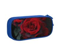 ULKMFFCF Red and Black Rose Printed Pencil Case Pen Bag,Blue - Cute Students Stationery Pouch Pencil Box with Zipper for School Office Travel and Makeup