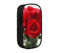 ULKMFFCF red Rose Art Printed Cute Pencil Case Pen Bag,Black - Large Capacity Students Stationery Pouch Pencil Box for School Office Travel Makeup