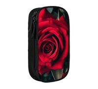ULKMFFCF Red Rose Printed Cute Pencil Case Pen Bag,Black - Large Capacity Students Stationery Pouch Pencil Box for School Office Travel Makeup