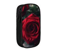 ULKMFFCF red Rose Printed Cute Pencil Case Pen Bag,Black - Large Capacity Students Stationery Pouch Pencil Box for School Office Travel Makeup