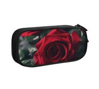 ULKMFFCF red Rose Printed Pencil Case Pen Bag,Black - Cute Students Stationery Pouch Pencil Box with Zipper for School Office Travel and Makeup