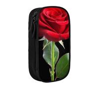 ULKMFFCF Red Rose psd Printed Cute Pencil Case Pen Bag,Black - Large Capacity Students Stationery Pouch Pencil Box for School Office Travel Makeup