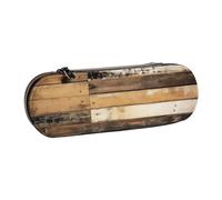 ULKMFFCF Rustic Wooden Printed Hard Shell Pencil Case Pen Bag - PU Leather Students Stationery Pouch Pencil Box for School Office Travel and Makeup