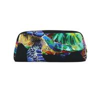 ULKMFFCF Sea Turtle 1 Printed Leather Pencil Case for Students Girls Boys - Cute Gold Zip Pen Pencil Pouch Office School Adult Stationary Organiser Makeup Bag