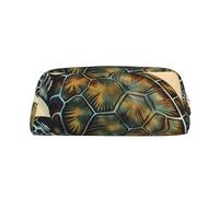 ULKMFFCF Sea Turtle Printed Leather Pencil Case for Students Girls Boys - Cute Gold Zip Pen Pencil Pouch Office School Adult Stationary Organiser Makeup Bag