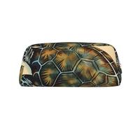 ULKMFFCF Sea Turtle Printed Leather Pencil Case for Students Girls Boys - Cute Silver Zip Pen Pencil Pouch Office School Adult Stationary Organiser Makeup Bag