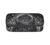 ULKMFFCF Shiny Silver Glitter Printed Pencil Case with Compartments - Large Capacity Pen Case Bag Pouch Holder Makeup Bag for School, Office, Travel