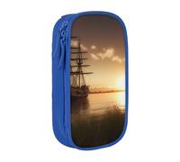 ULKMFFCF Ship in The Lake Sunset Printed Cute Pencil Case Pen Bag,Blue - Large Capacity Students Stationery Pouch Pencil Box for School Office Travel Makeup