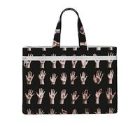 ULKMFFCF Sign Language Alphabet Printed Canvas Document Bag Zipper File Tote Bag Handbag Briefcase with Handle for School Office Travel