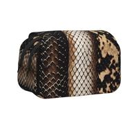 ULKMFFCF Snake Skin Print Double Layer Pencil Case Flip Pen Pouch Organizer for Students, School Supplies, Travel Organizer
