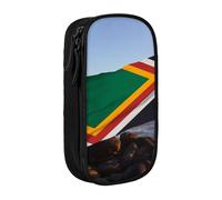 ULKMFFCF South Africa Flag Printed Cute Pencil Case Pen Bag,Black - Large Capacity Students Stationery Pouch Pencil Box for School Office Travel Makeup
