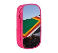 ULKMFFCF South Africa Flag Printed Cute Pencil Case Pen Bag,Pink - Large Capacity Students Stationery Pouch Pencil Box for School Office Travel Makeup