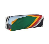 ULKMFFCF South Africa Flag Printed Leather Pencil Case - Cute Zip Pouch for School, Office, Travel and Makeup