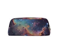 ULKMFFCF Space Galaxy Printed Leather Pencil Case for Students Girls Boys - Cute Gold Zip Pen Pencil Pouch Office School Adult Stationary Organiser Makeup Bag