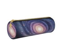 ULKMFFCF Space Spiral Cosmic Energy Printed Round Pencil Case - Cute Leather Zip Pouch for School, Office, Travel and Makeup