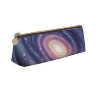 ULKMFFCF Space Spiral Cosmic Energy Printed Triangle Pencil Case - Cute Leather Zip Pouch for School, Office, Travel and Makeup