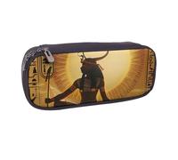ULKMFFCF Sun Old Egyptian Timeless Grace Printed Pencil Case Pen Bag - Pu Leather Students Stationery Pouch Pencil Box with Zipper for School Office Travel and Makeup