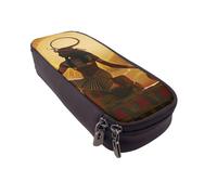 ULKMFFCF Sun Old Egyptian Timeless Grace Printed Pencil Case Pen Bag - Pu Leather Students Stationery Pouch Pencil Box with Zipper for School Office Travel and Makeup