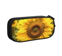 ULKMFFCF Sunflower Printed Pencil Case Pen Bag,Black - Cute Students Stationery Pouch Pencil Box with Zipper for School Office Travel and Makeup
