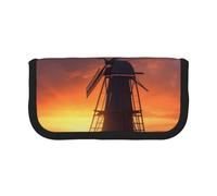 ULKMFFCF Sunset Windmill Printed Canvas Pencil Case - Large Capacity School Office Organizer Pen Bag Cosmetic Bag
