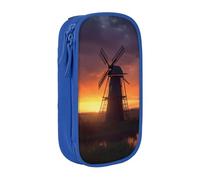 ULKMFFCF Sunset Windmill Printed Cute Pencil Case Pen Bag,Blue - Large Capacity Students Stationery Pouch Pencil Box for School Office Travel Makeup