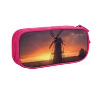 ULKMFFCF Sunset Windmill Printed Pencil Case Pen Bag,Pink - Cute Students Stationery Pouch Pencil Box with Zipper for School Office Travel and Makeup