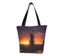 ULKMFFCF Sunset Windmill Printed Shoulder Bag for Women Handbag Tote Bag Shopping Bags